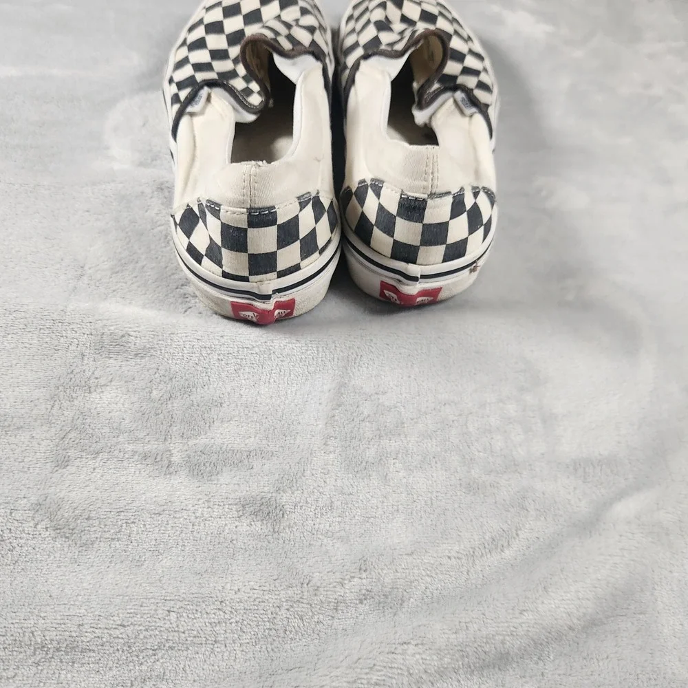 Vans Classic Slip-On Checkerboard Black White Skate Shoes Men's Size 9 Casual